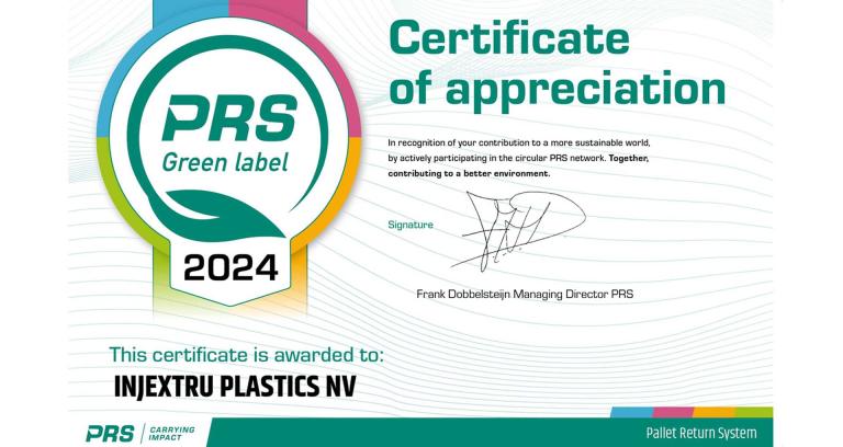 PRS Green Label certificaat 2024 Injextru Plastics